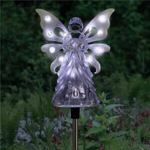 Garden Solar Lights, Decorative Angel Garden Stake, 12 LEDs, Cute Yard & Pathway